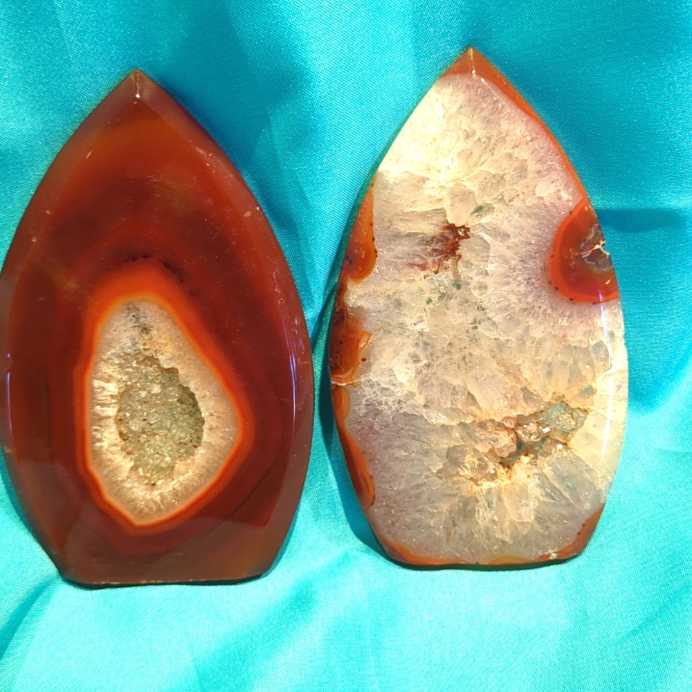 Agate crystal slabs pair natural